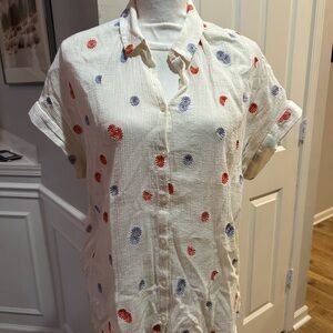 Madewell Button-Down Shirt with Floral embroidery sz large